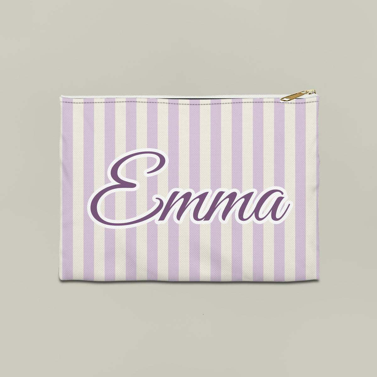 Last Toast On The Coast name pouch, Large, Orchid stripes