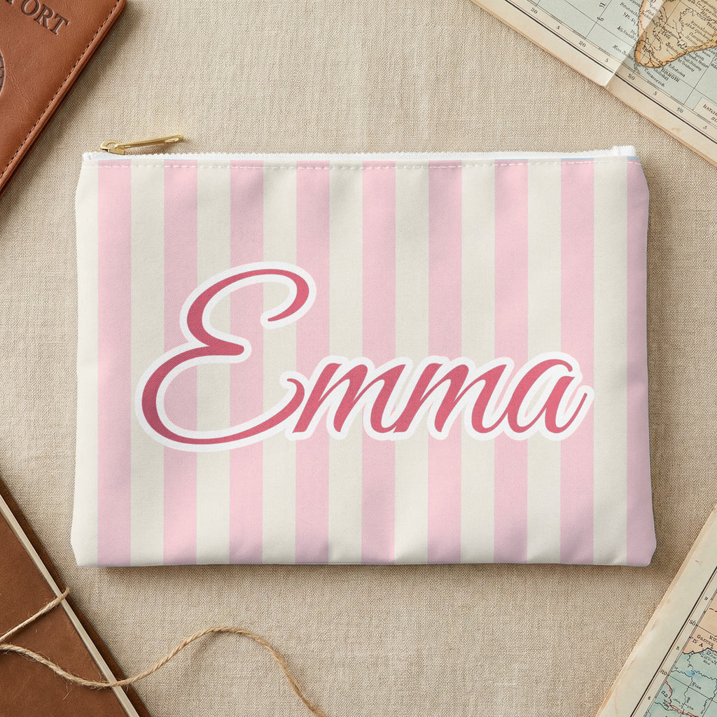 Last Toast On The Coast name pouch, Small, Blossom stripes