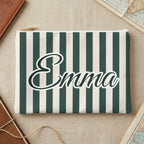 Striped custom name pouch, Small, Blue Spruce stripes