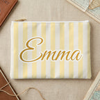 Last Toast On The Coast name pouch, Small, Butter stripes