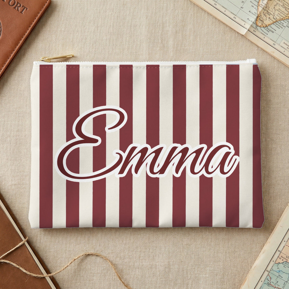 Striped custom name pouch, Small, Chili stripes