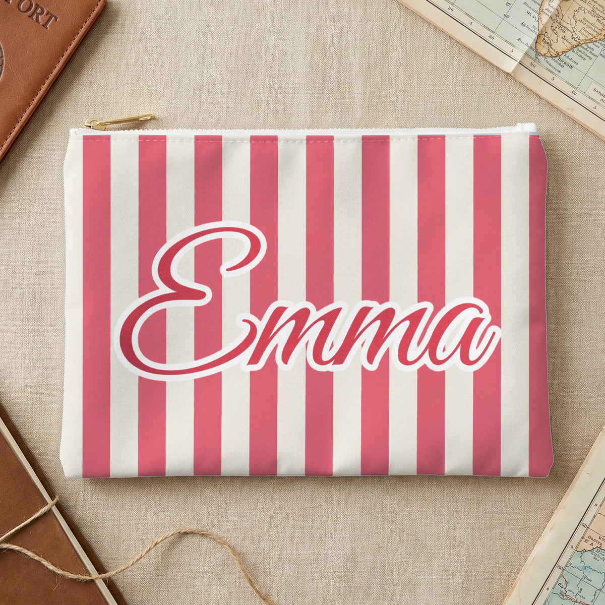 Last Toast On The Coast name pouch, Small, Watermelon stripes