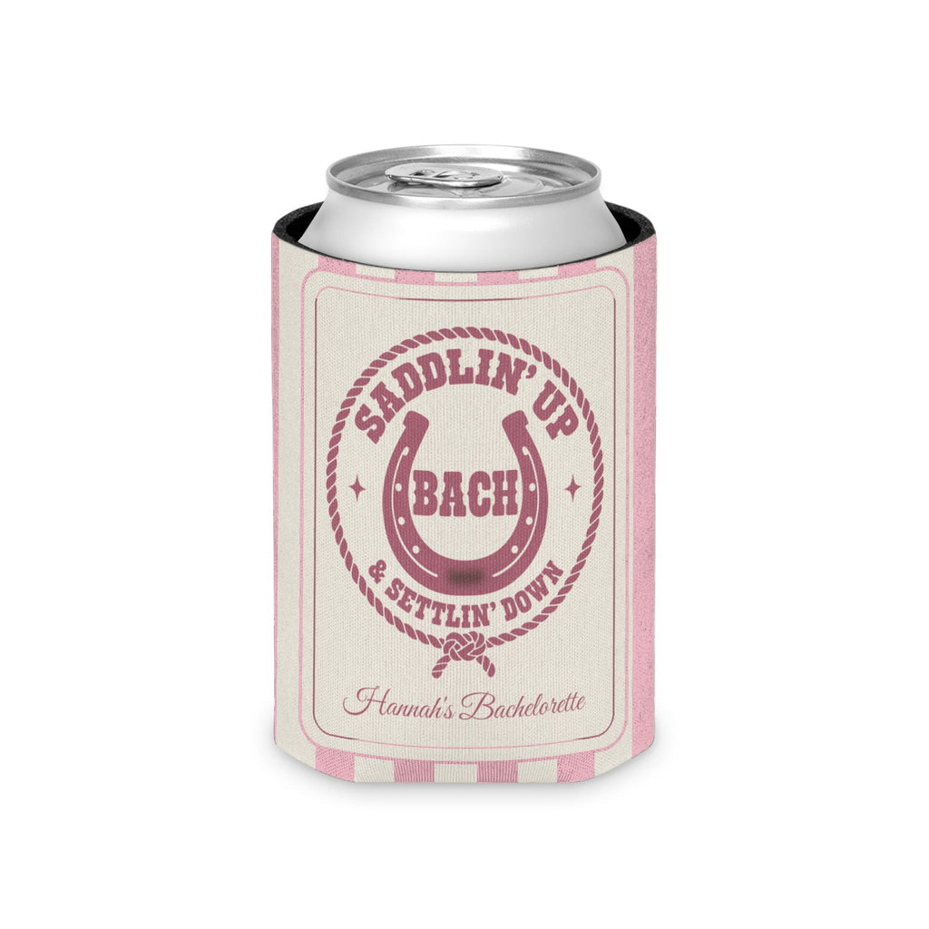 Saddlin' Up & Settlin' Down striped can cooler, Blossom