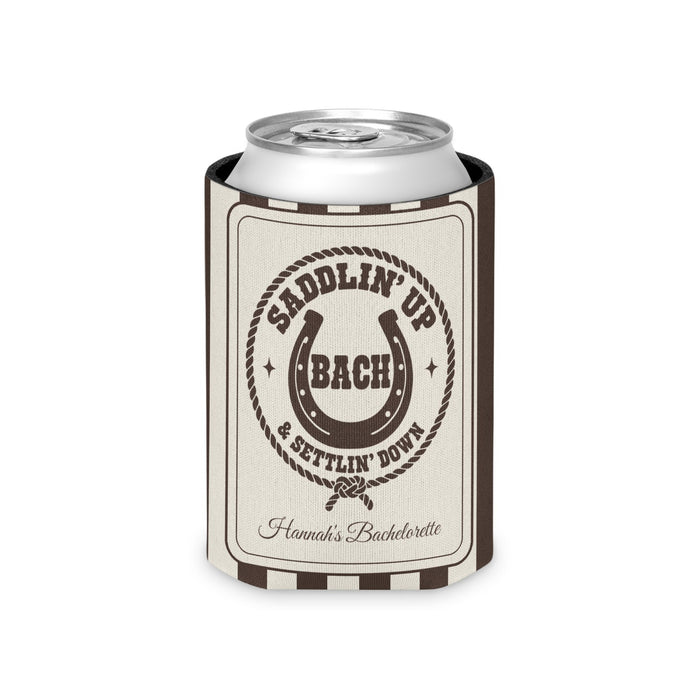 Saddlin' Up & Settlin' Down striped can cooler, Espresso