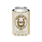 Saddlin' Up & Settlin' Down striped can cooler, Mustard
