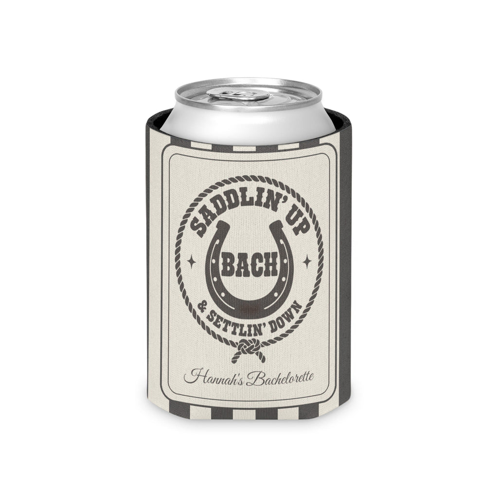 Saddlin' Up & Settlin' Down striped can cooler, Pepper