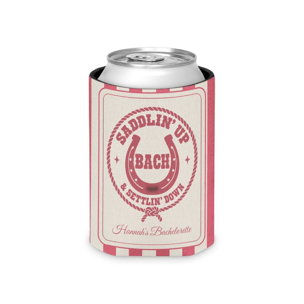 Saddlin' Up & Settlin' Down striped can cooler, Watermelon