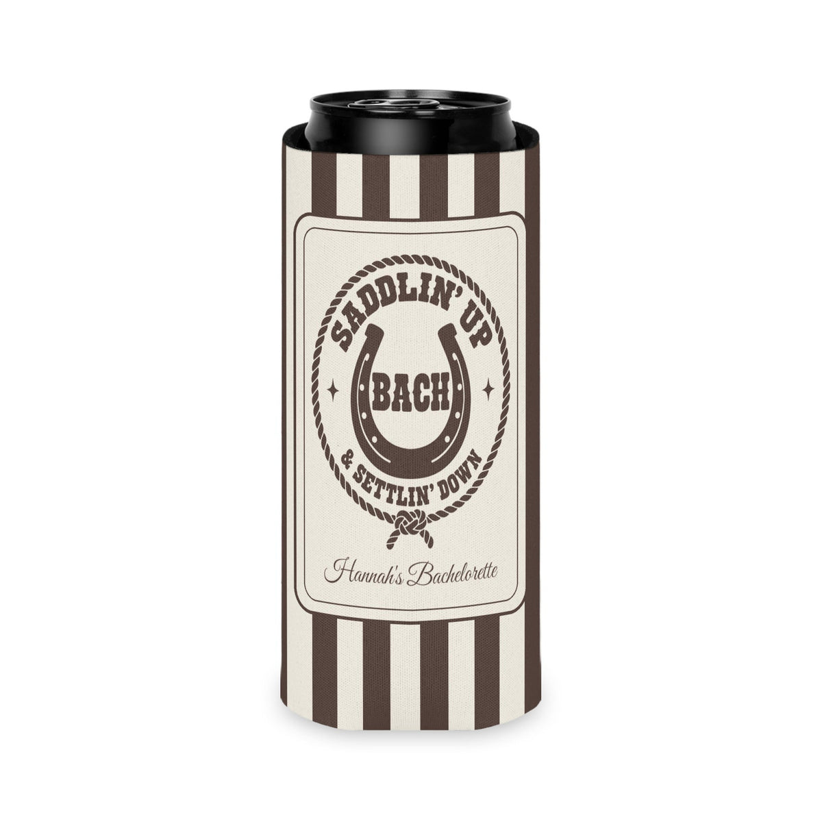 Saddlin' Up & Settlin' Down slim can cooler for tall seltzer cans, Espresso