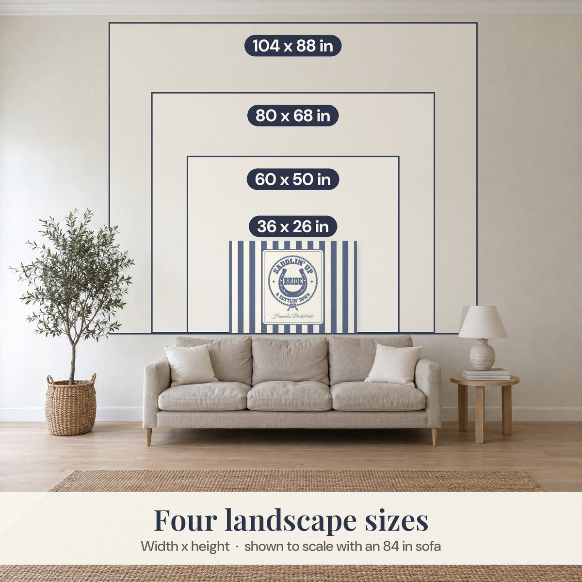 Landscape sizes over an 84 in sofa