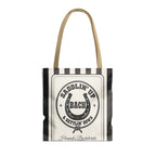 Saddlin' Up & Settlin' Down striped tote bag, Black
