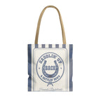 Saddlin' Up & Settlin' Down striped tote bag, Blue Jean