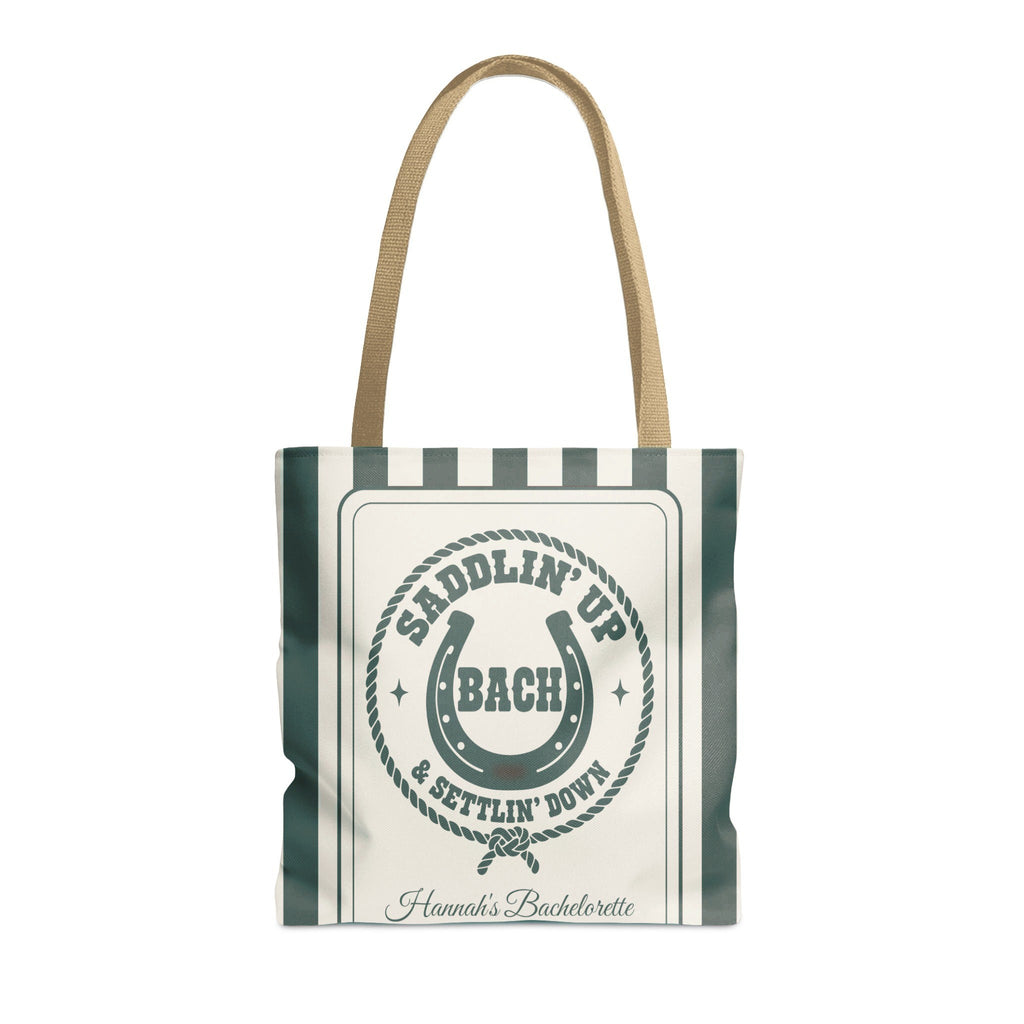 Saddlin' Up & Settlin' Down striped tote bag, Blue Spruce
