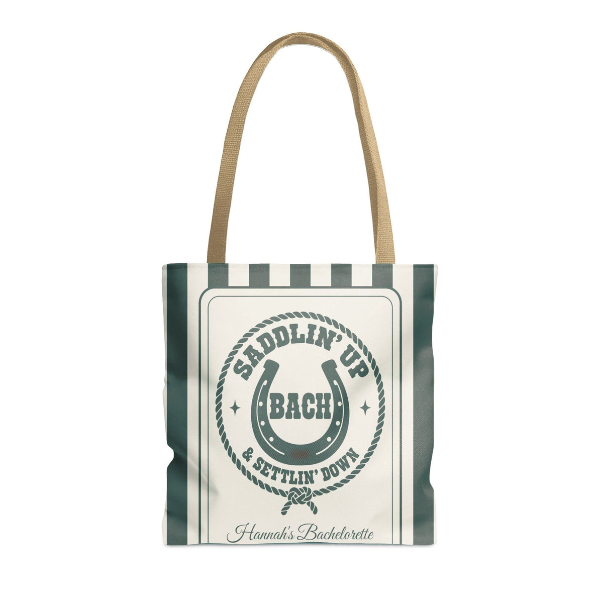 Saddlin' Up & Settlin' Down striped tote bag, Blue Spruce