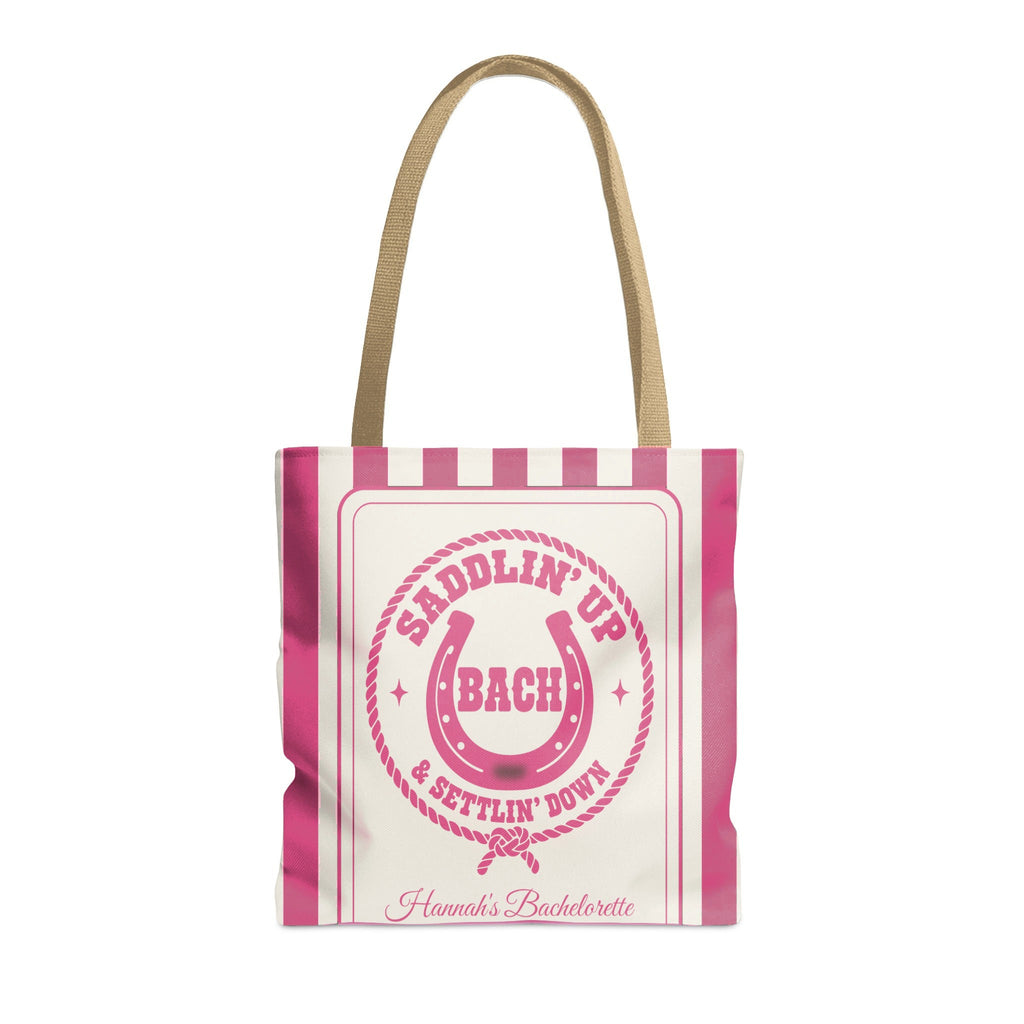 Saddlin' Up & Settlin' Down striped tote bag, Crunchberry