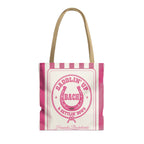Saddlin' Up & Settlin' Down striped tote bag, Crunchberry