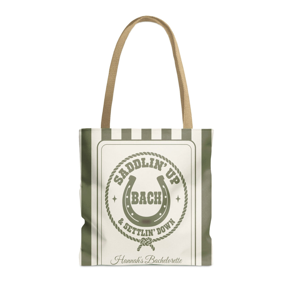 Saddlin' Up & Settlin' Down striped tote bag, Moss