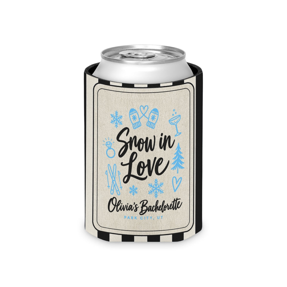 Snow In Love striped can cooler, Black