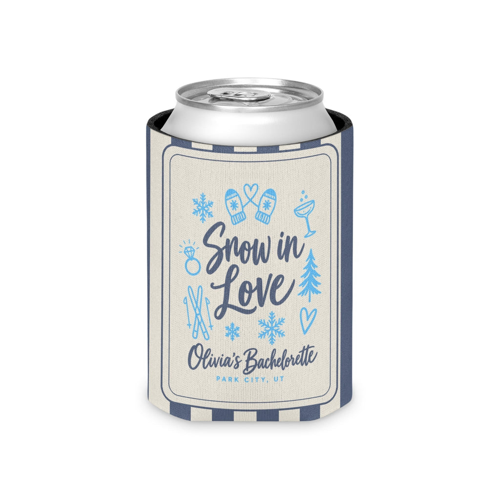 Snow In Love striped can cooler, Blue Jean