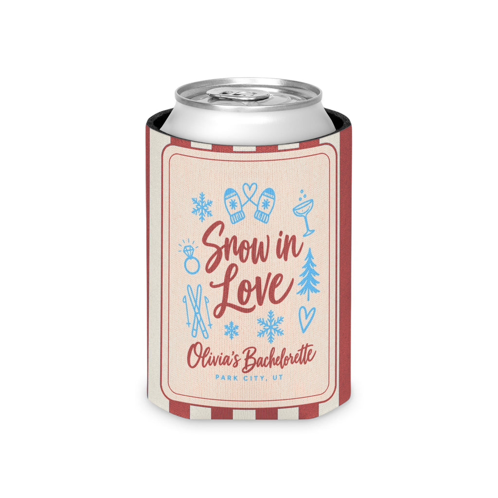 Snow In Love striped can cooler, Crimson