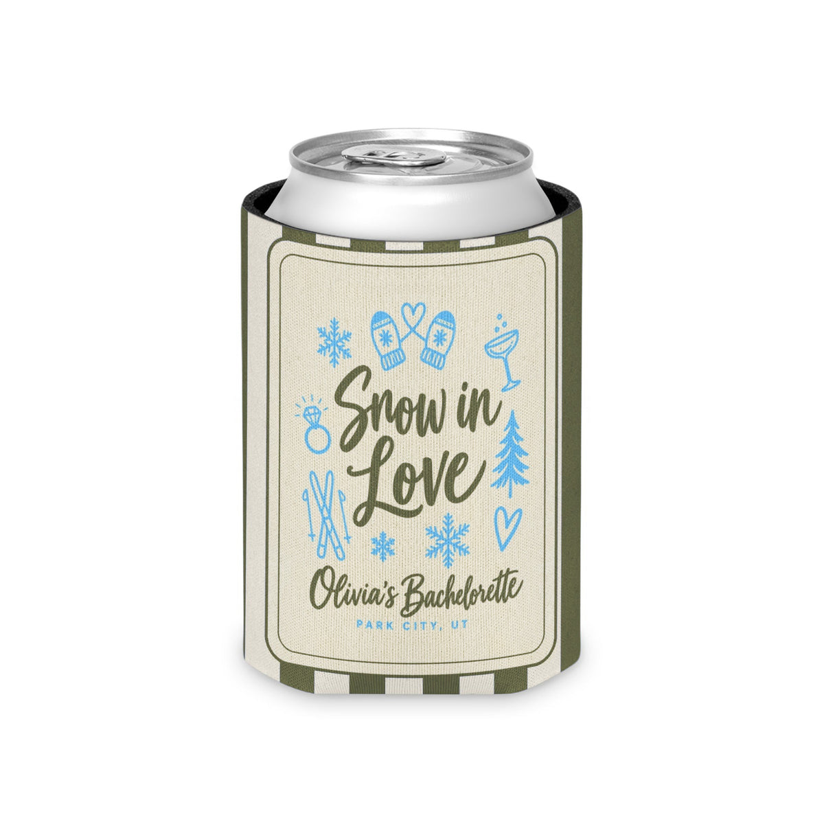 Snow In Love striped can cooler, Moss