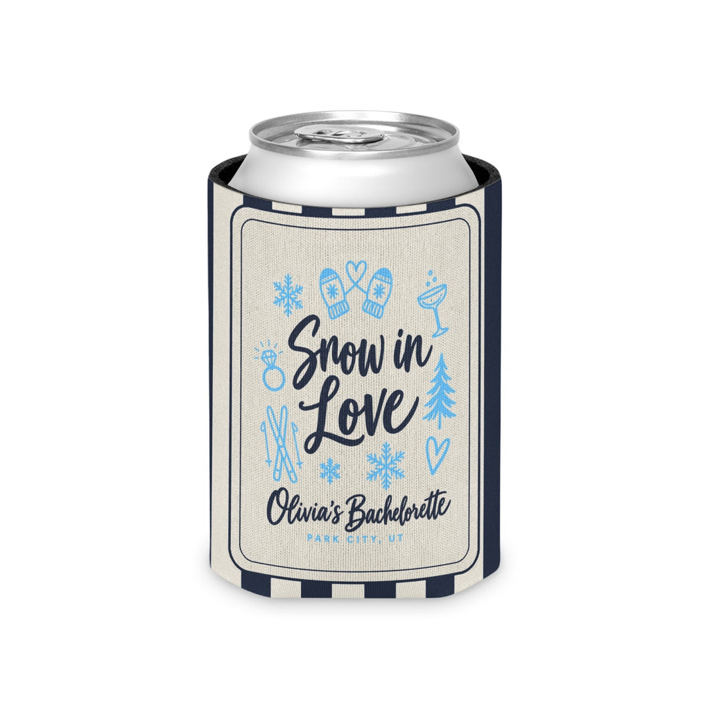 Snow In Love striped can cooler, True Navy