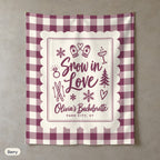 Snow In Love gingham scallop wall tapestry, Berry