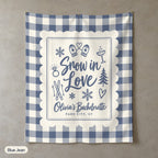 Snow In Love gingham scallop wall tapestry, Blue Jean