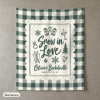 Snow In Love gingham scallop wall tapestry, Blue Spruce