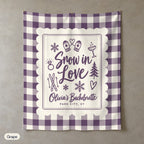 Snow In Love gingham scallop wall tapestry, Grape