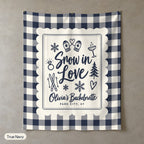 Snow In Love gingham scallop wall tapestry, True Navy