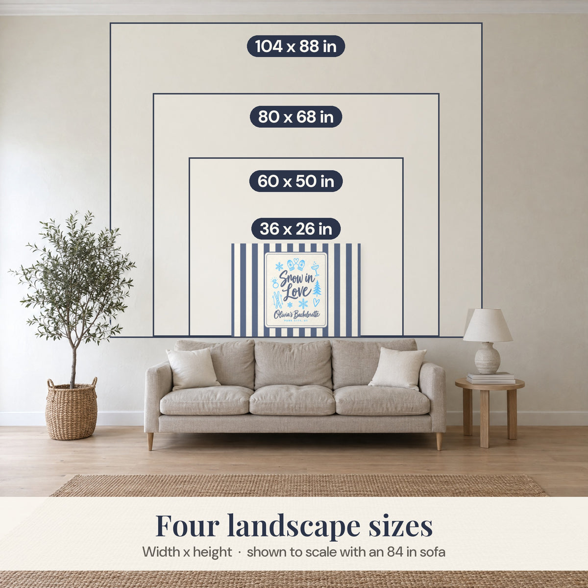 Landscape sizes over an 84 in sofa