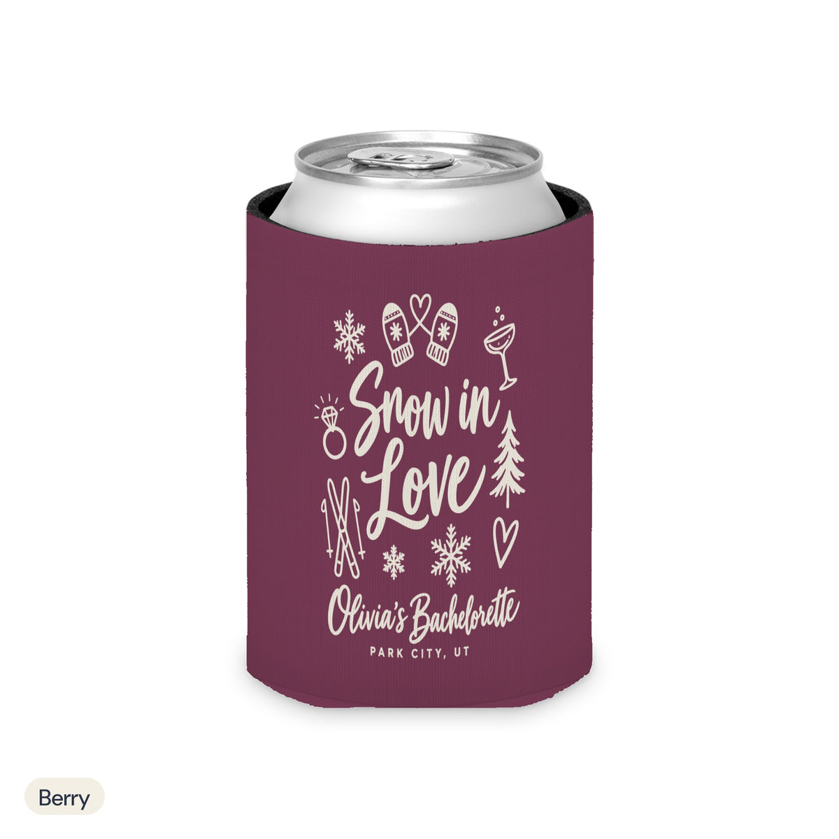 Snow In Love solid can cooler, Regular, Berry
