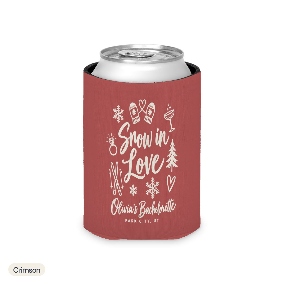 Snow In Love solid can cooler, Regular, Crimson