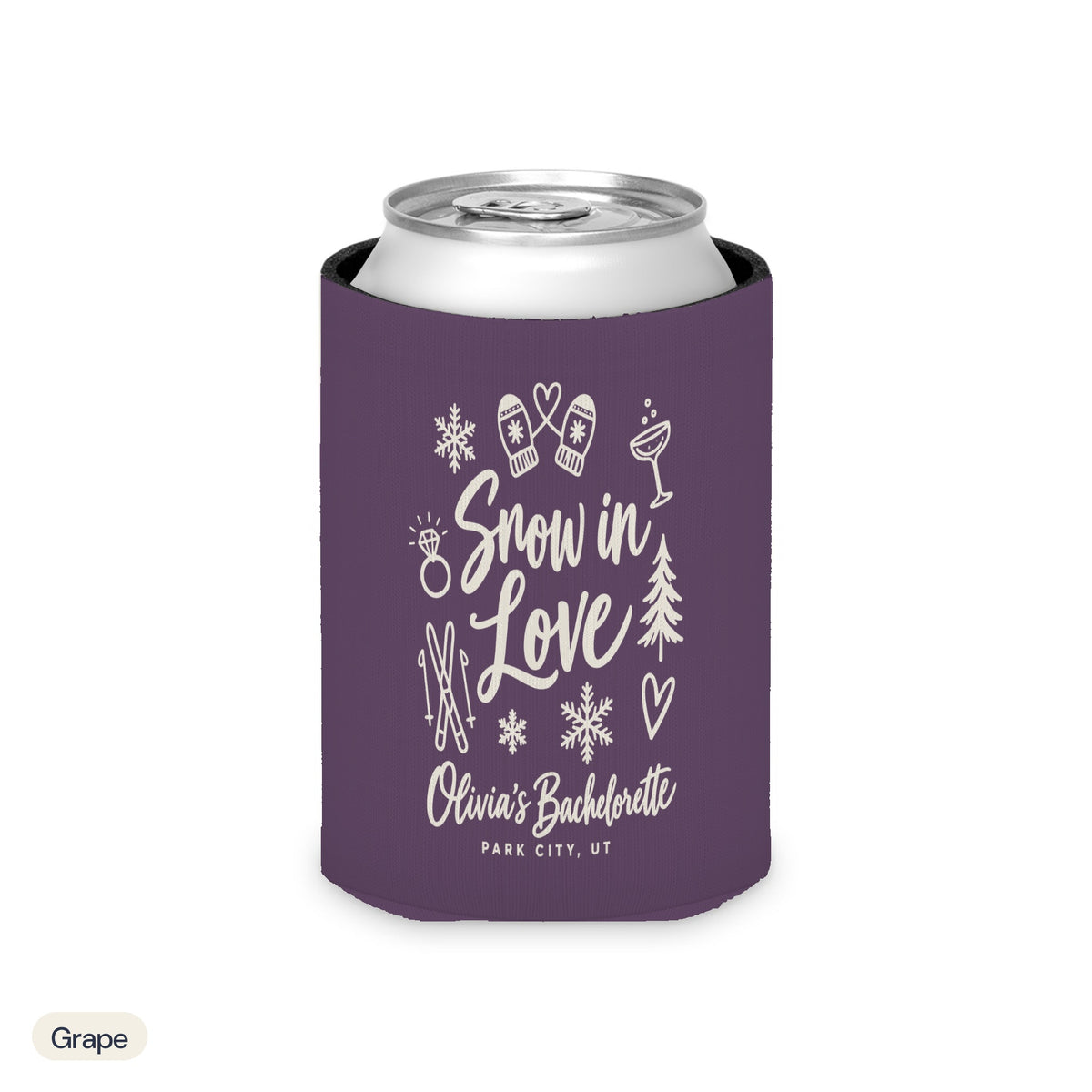 Snow In Love solid can cooler, Regular, Grape