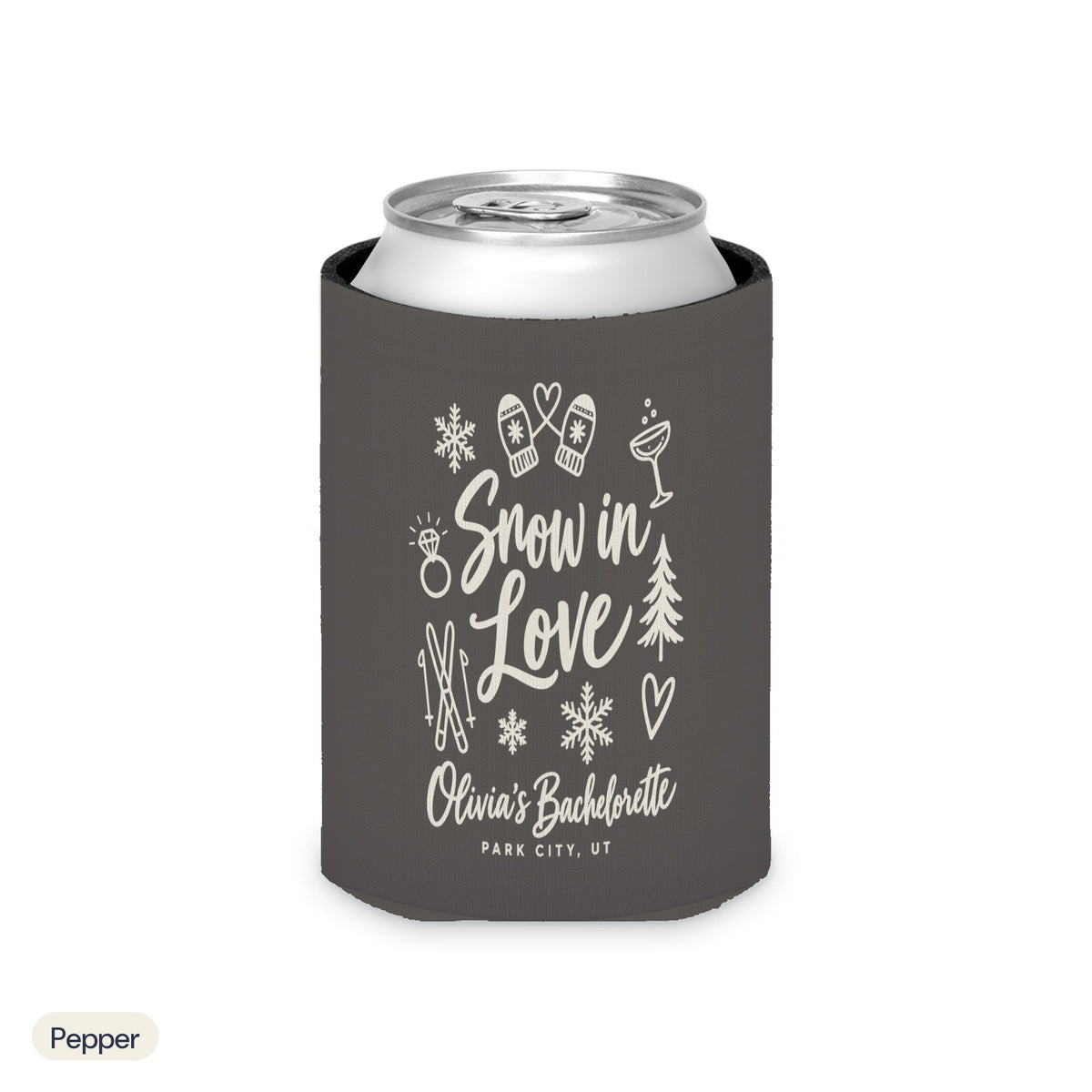 Snow In Love solid can cooler, Regular, Pepper