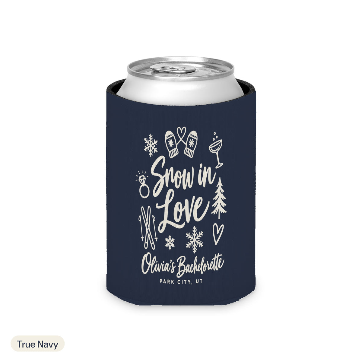 Snow In Love solid can cooler, Regular, True Navy
