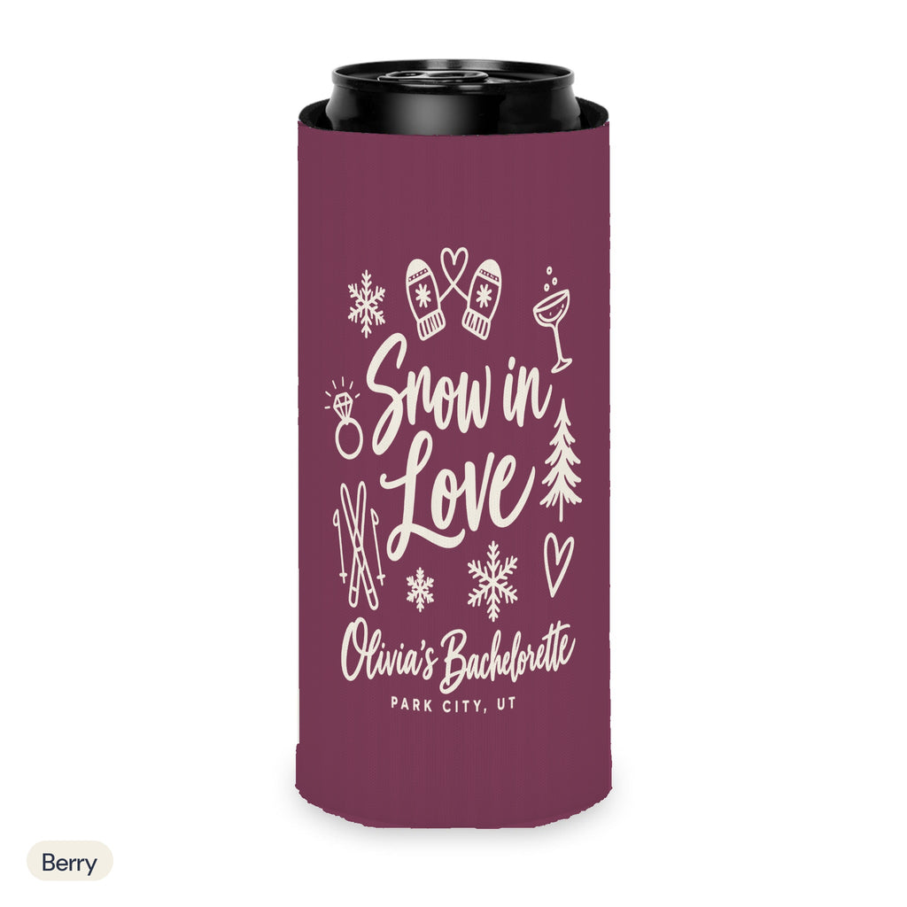 Snow In Love solid can cooler, Slim, Berry