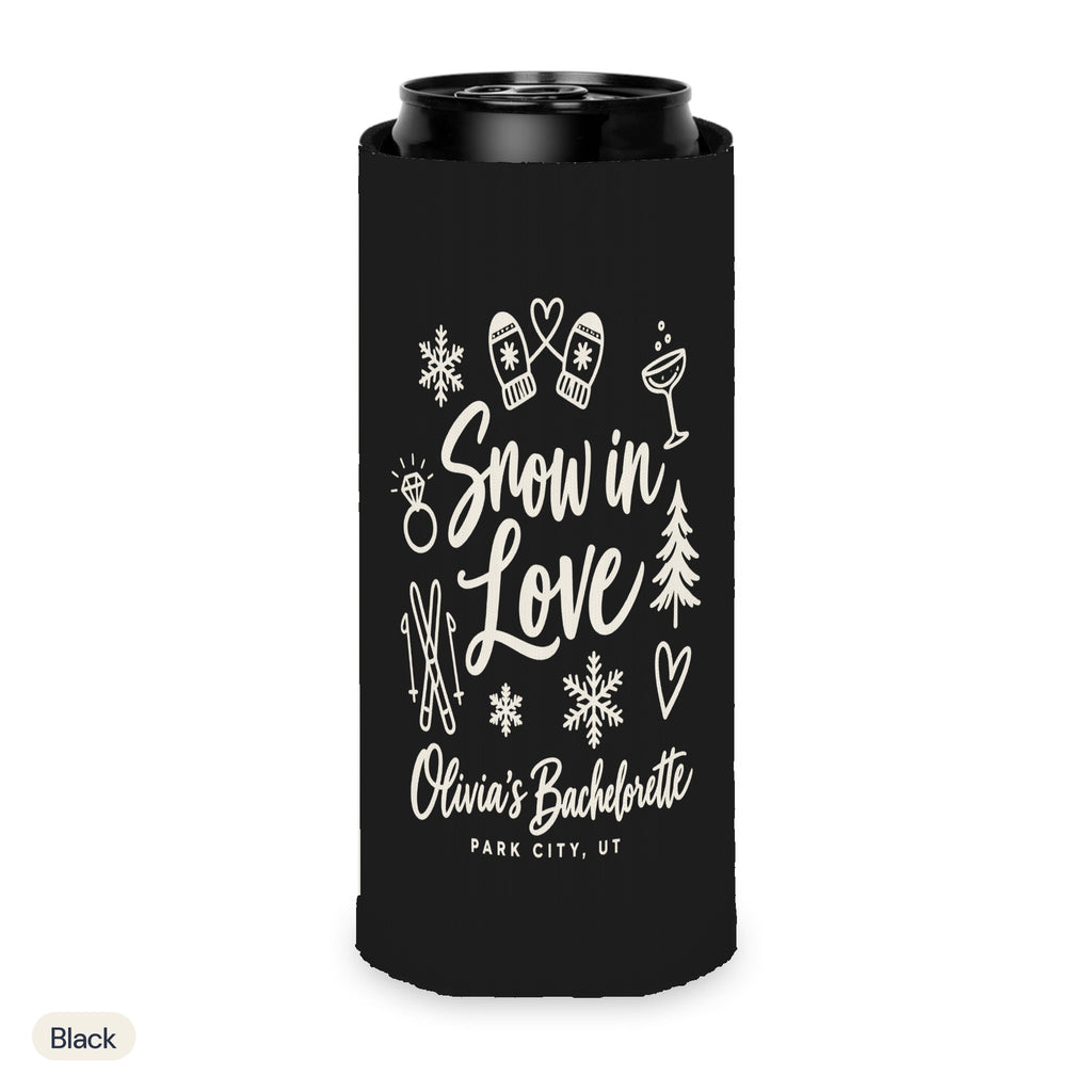 Snow In Love solid can cooler, Slim, Black