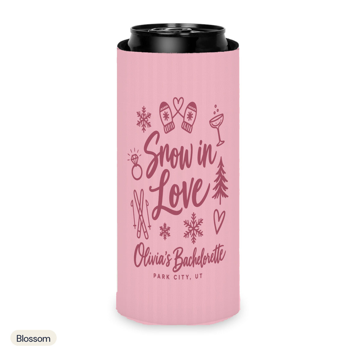 Snow In Love solid can cooler, Slim, Blossom