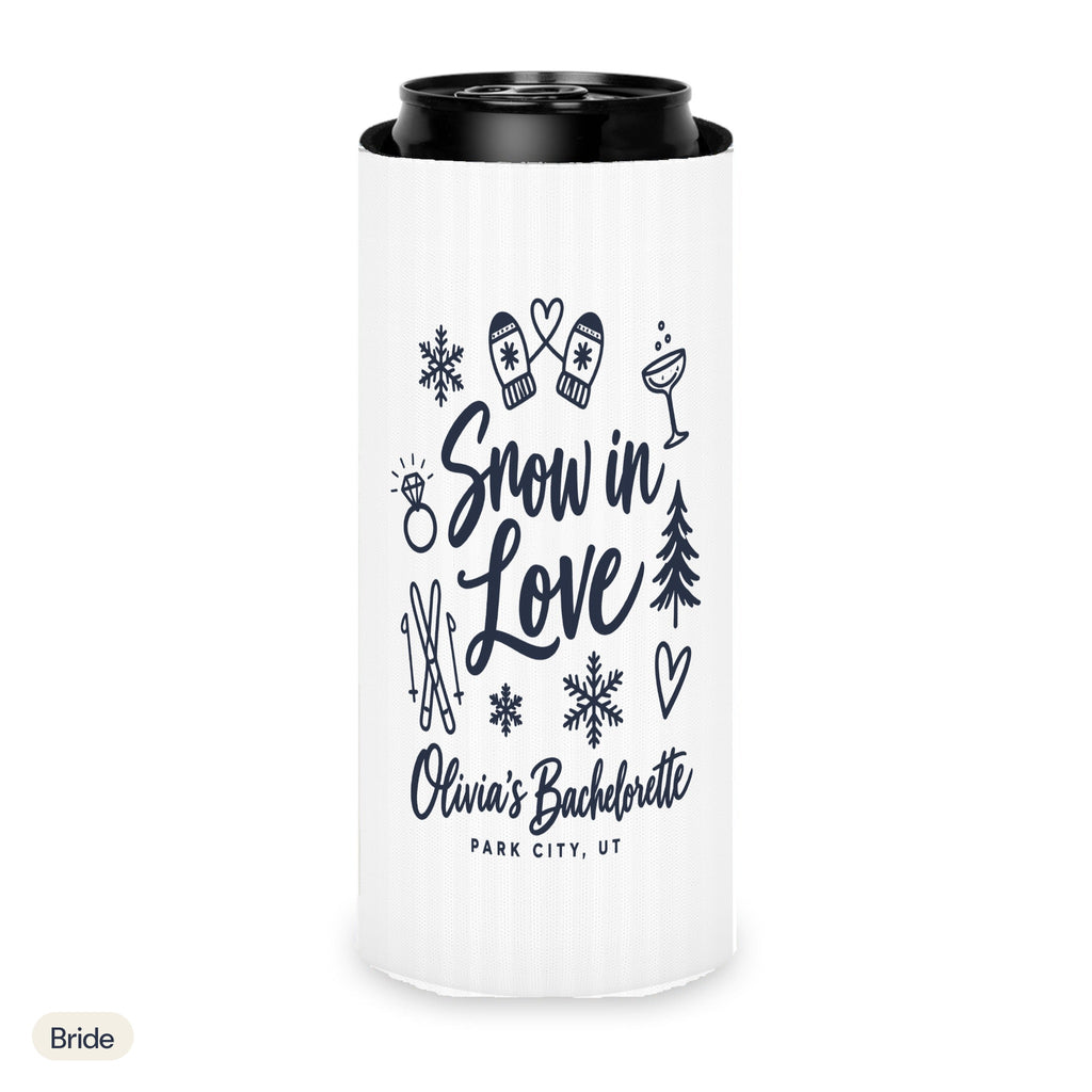 Snow In Love solid can cooler, Slim, Bride