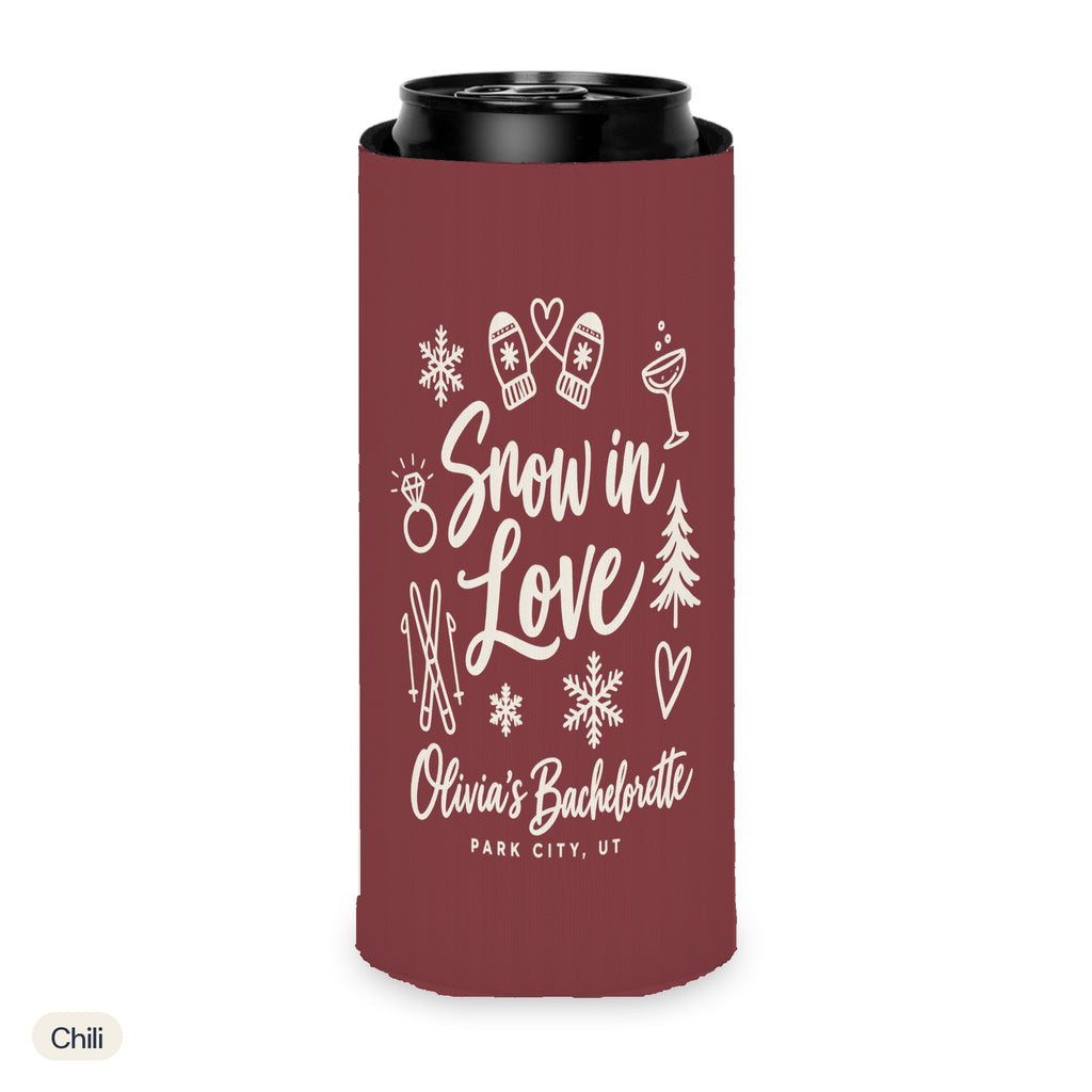 Snow In Love solid can cooler, Slim, Chili