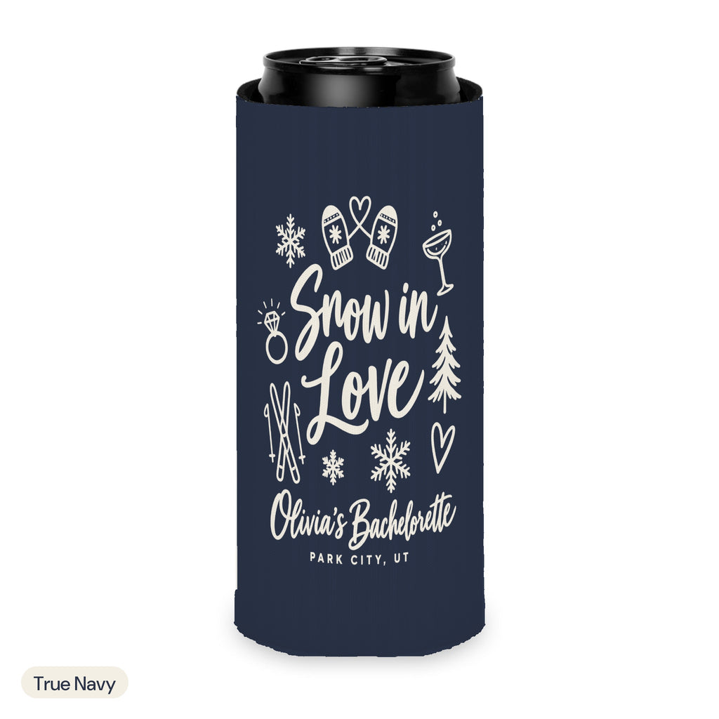 Snow In Love solid can cooler, Slim, True Navy