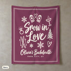 Snow In Love solid wall tapestry, Berry