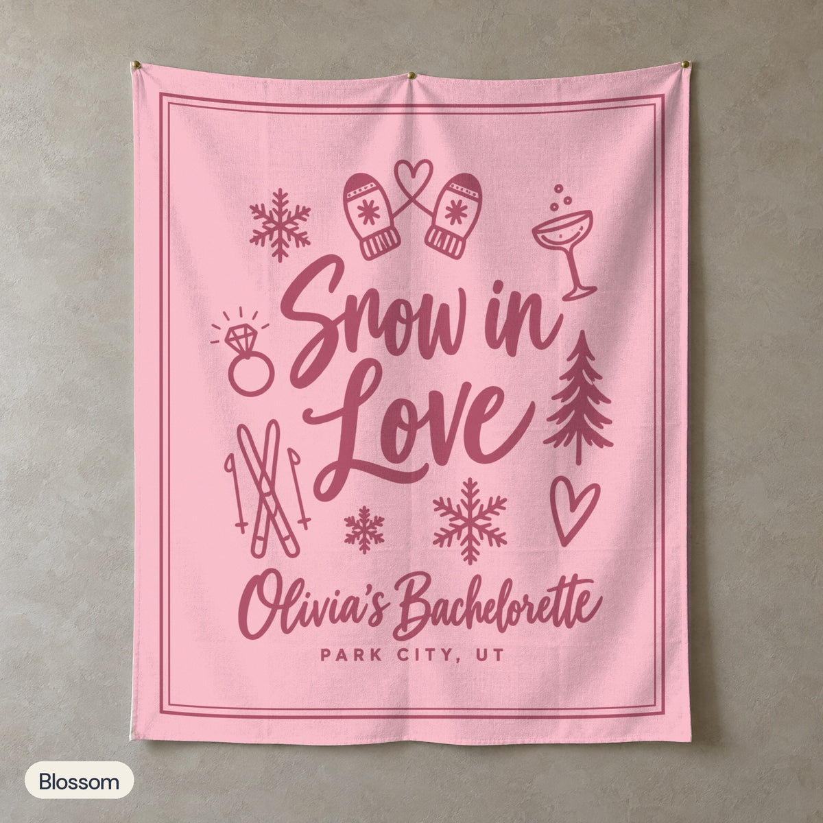 Snow In Love solid wall tapestry, Blossom