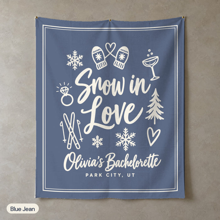 Snow In Love solid wall tapestry, Blue Jean