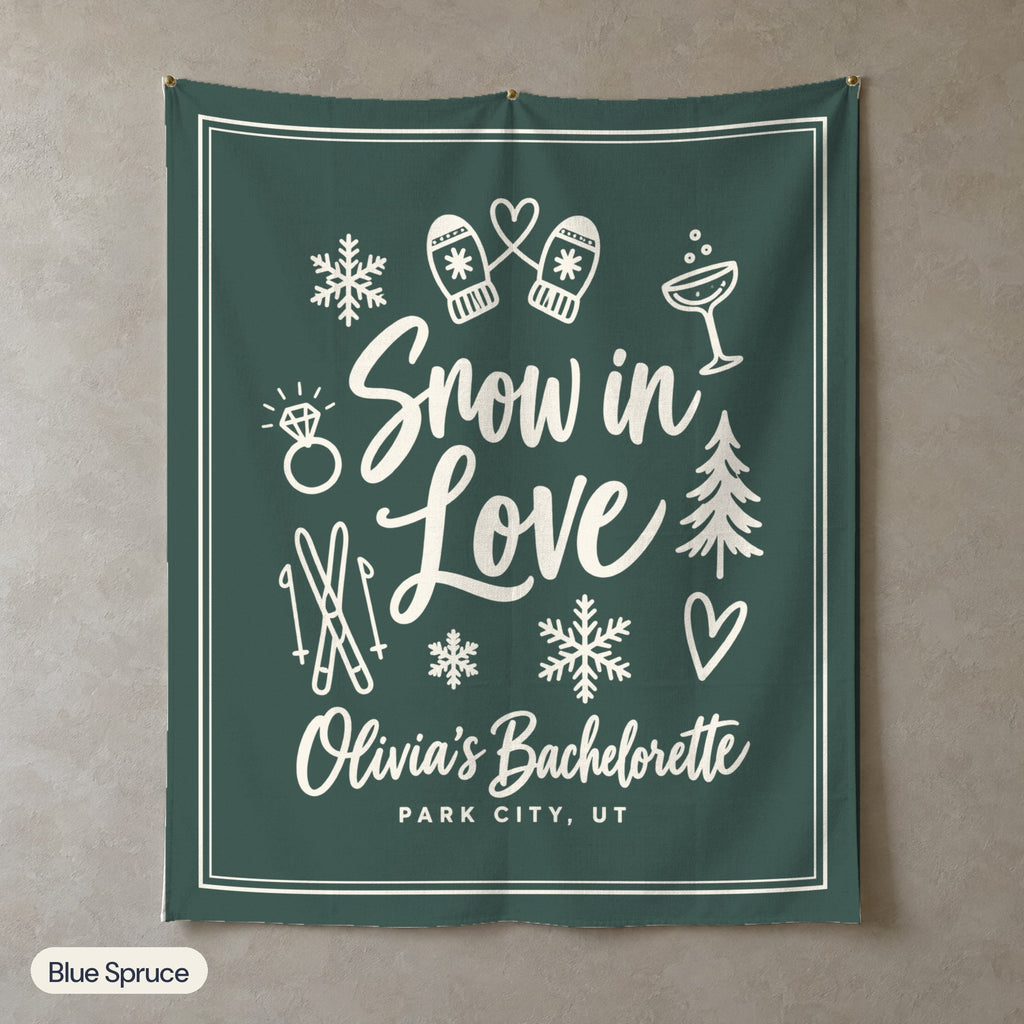 Snow In Love solid wall tapestry, Blue Spruce