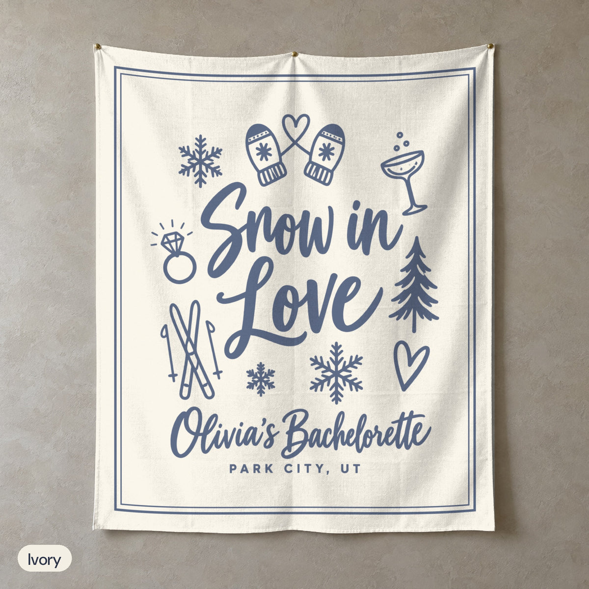 Snow In Love solid wall tapestry, Ivory