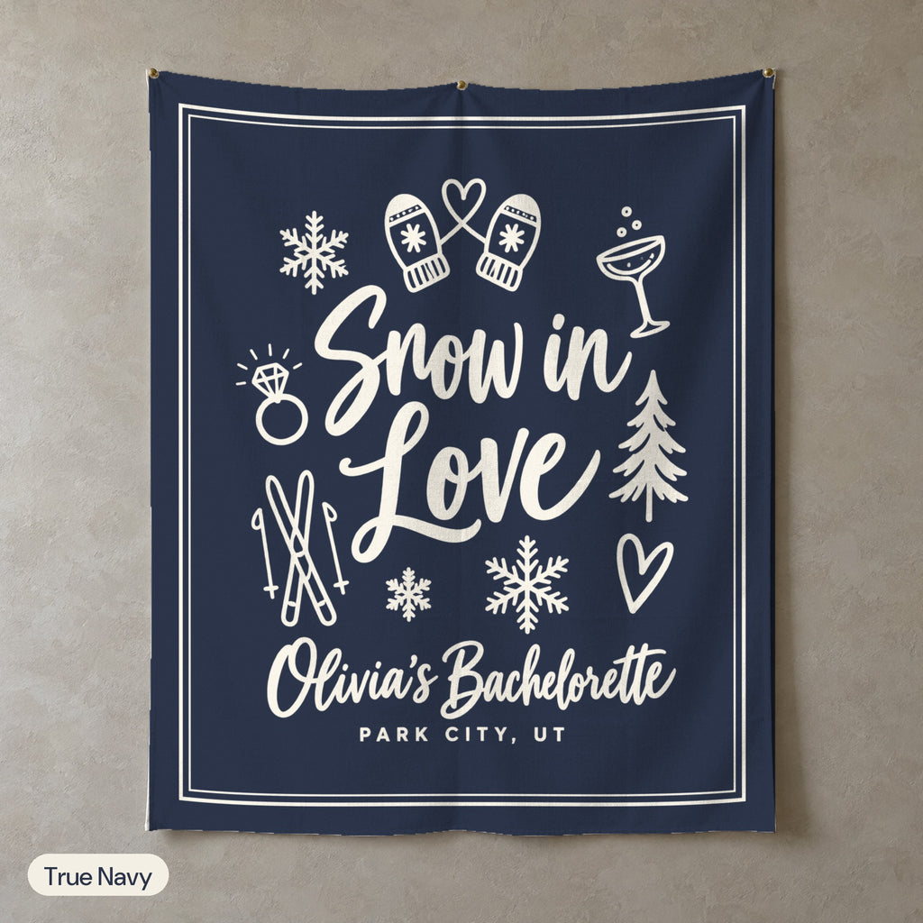 Snow In Love solid wall tapestry, True Navy