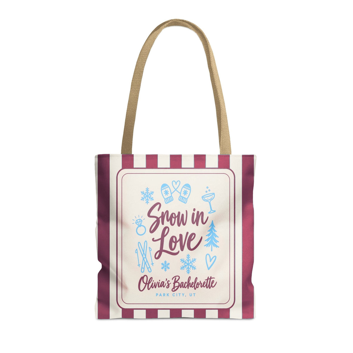 Snow In Love striped tote bag, Berry