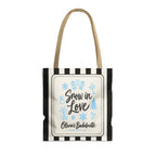 Snow In Love striped tote bag, Black